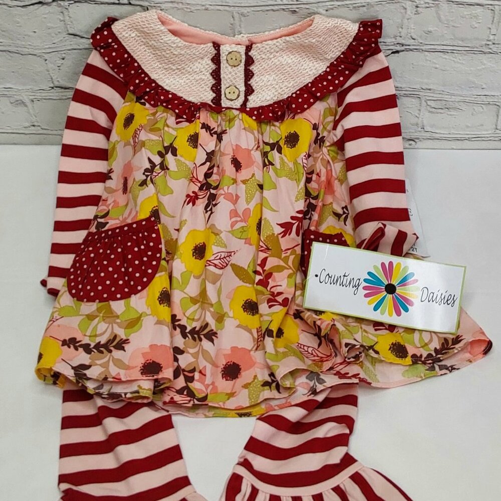 'COUNTING DAISIES' 'PETAL~POPPPING' RUFFLE TOP & LEGGINGS 2-PIECE OUTFIT NEW